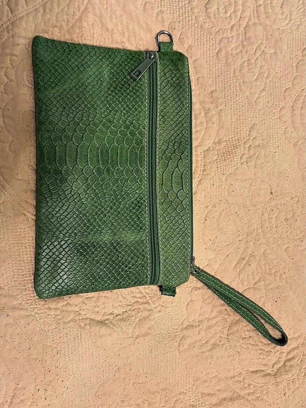 Lime Green Leather Wristlet Clutch with Long Strap NWOT